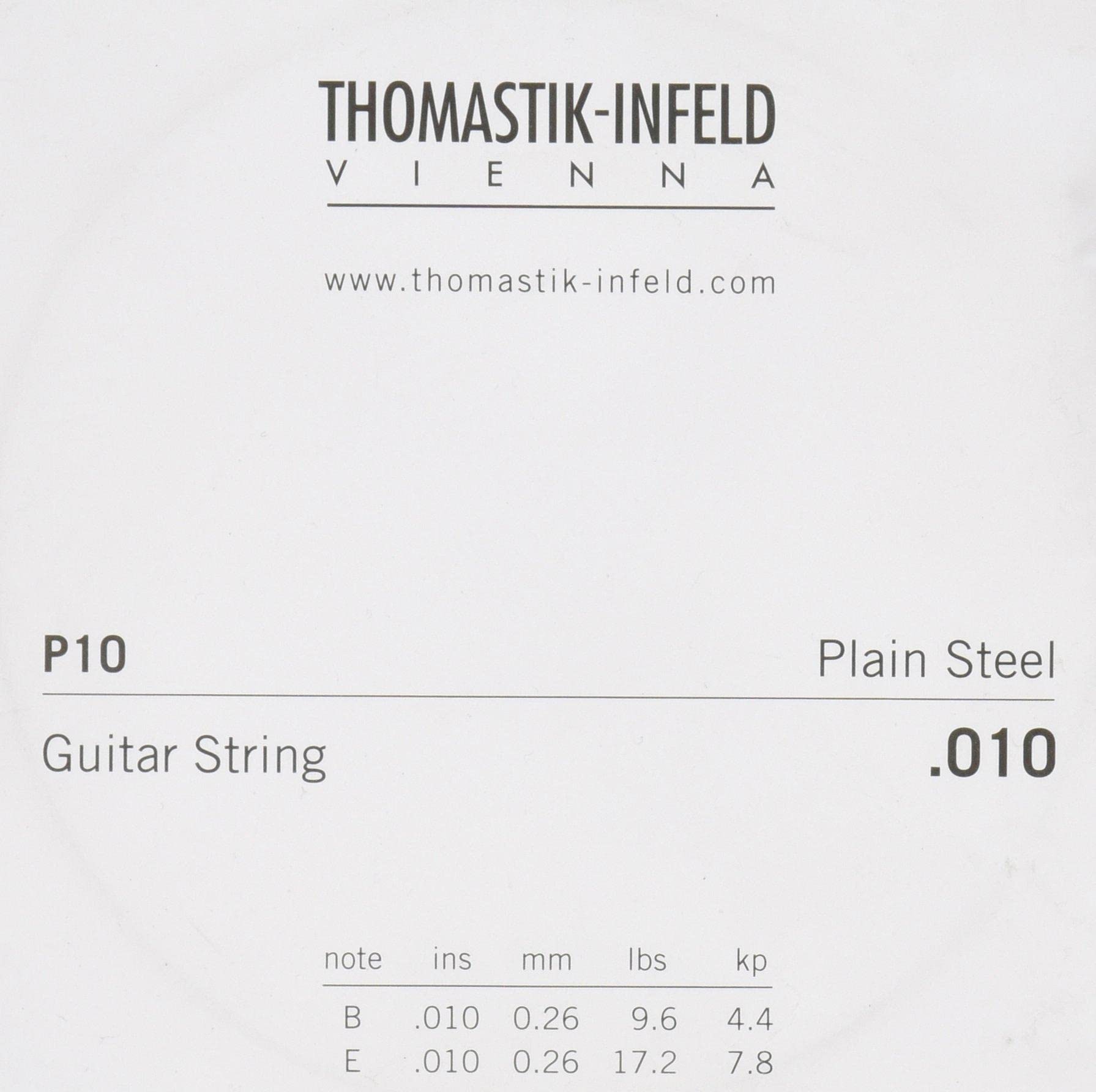 Thomastik single string E/B .010 plain steel, brass plated P10 for classical, concert, folk, electric guitars, set KF110, SB110, SB210, AC110, AC210, JS110