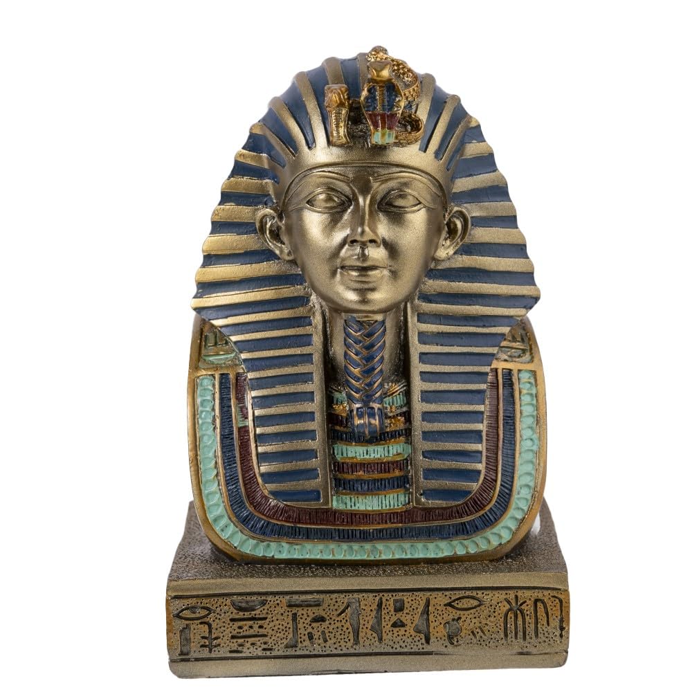 lachineuse - Pharaoh Tutankhamun Bust 14.5 cm - Egyptian Decoration - Statue Decoration Antique Egypt - Figurine Statue God - Golden Egyptian Bust - Original Home Decor Gift Idea