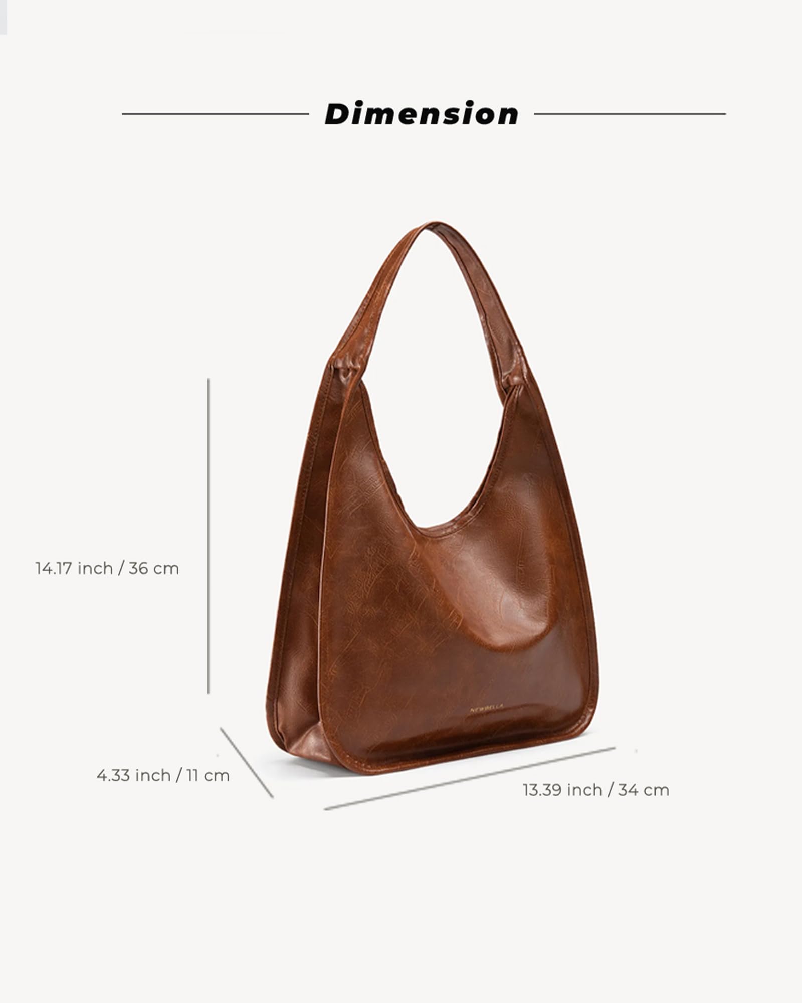 NEWBELLA Women's Hobo Purse - Faux Leather Shoulder Bag & Tote Handbag, Spacious Work Bag for Commute & Daily Use