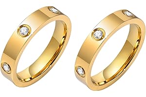 MPRAINBOW Love Gold Rings for Women - 18K Gold Plated Stainless Steel Cubic Zirconia Friendship Ring Band Teen Girls Wedding Party Trendy Jewelry,Christmas Valentine's Day Birthday Gifts for Her Mom Girlfriend
