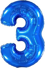 Jonami Balloon 3 Blue XXL 40” Foil Balloon Birthday 3rd Boy Helium