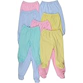 ToBeInStyle Girl's 4 Pack Comfy Warm Cotton Casual Pink Pants With Footies