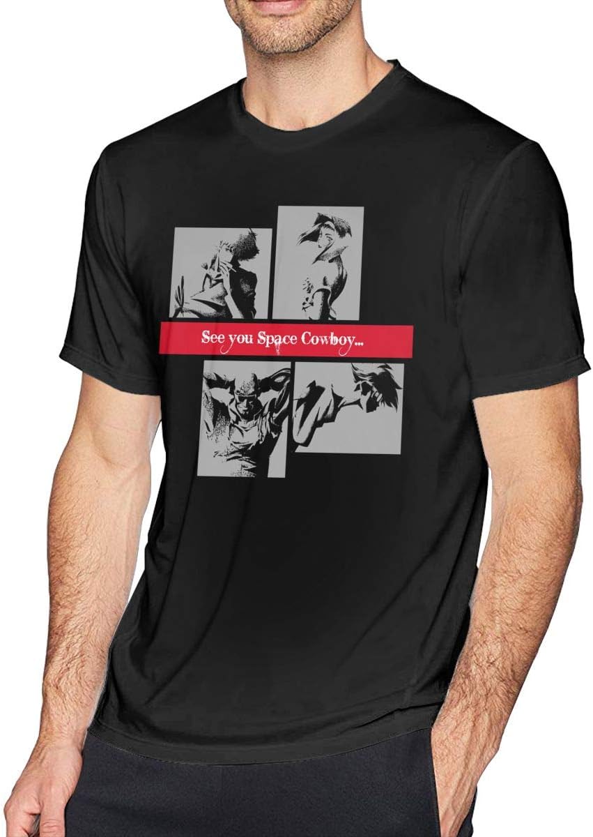 Mens Cool Cowboy Bebop Japanese T Shirts Black