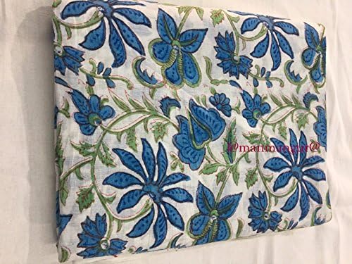 Hand Block Printed Cotton 5 Yard India Fabric Rajasthan Crafts Dress Fabric