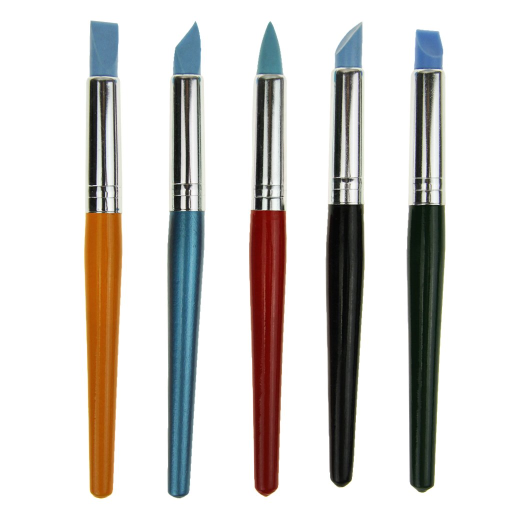 5 PCS Silicone Polymer Clay Sculpting Tool Pen Rubber Tip Artist Paint Brushes Professional Clay Molding Tools Drawing Brushes Modeling Dotting Tool Pottery Craft