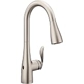 Moen 7594EWSRS Arbor Touchless Kitchen Faucet, Spot Resist Stainless | Touchless activation, MotionSense Wave, pulldown sprayer, optional deckplate included, Spot Resist finish