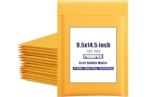 PRIMPKG 9.5in x 13.5in Kraft bubble mailer, ziplock mailer, yellow padded envelope, corporate waterproof padded bubble mailer for shipping, mailing, packaging (100PCS)