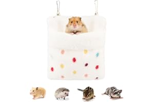 Reshiho Sugar Glider Sleeping Pouch Bag, Warm Hamster Hammock Pouch Sack Small Pet Hanging Bed for Hamster Rat Hedgehog Squirrel and Other Small Animal (White)