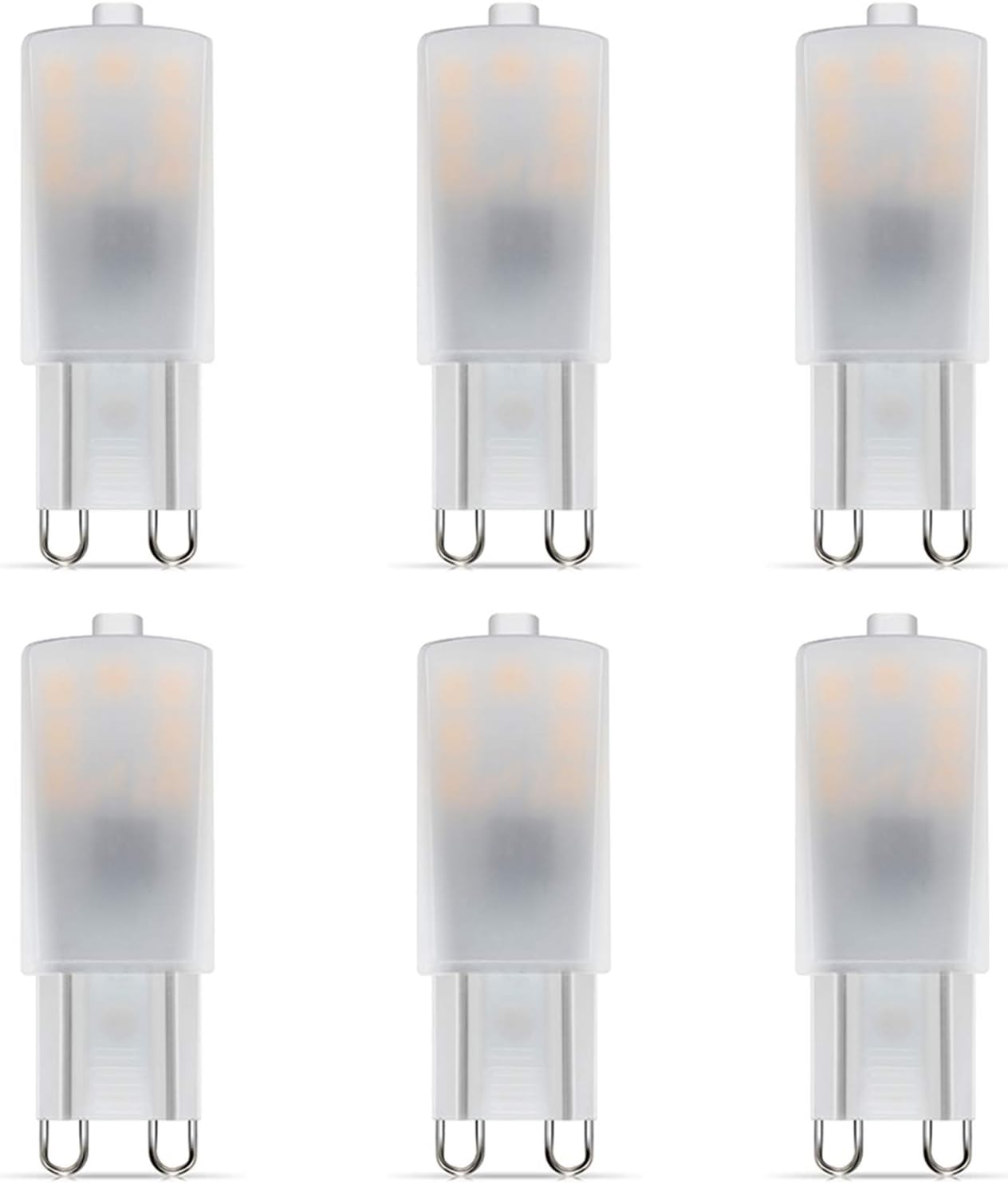 Noobibaba G9 LED Bulbs 2.5W, G9 2.5W LED Bulbs Warm White 2700K, 220-240V Capsule Lamp Non-Dimmable for Bedroom Bathroom Lights 6-Count