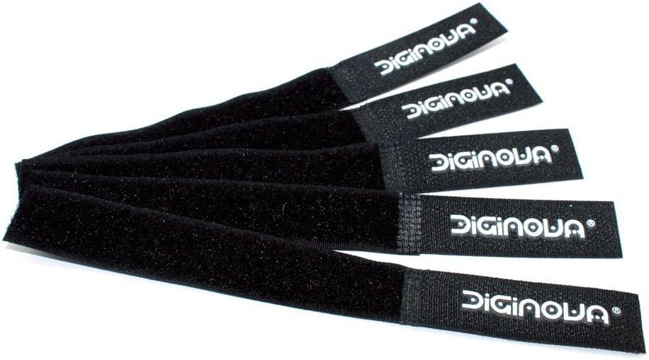 Diginova - Large Colourful Hook & Loop Reusable Cable Ties Wire Organiser Tidy Strap - 180mm x 20mm - Superb Value (50 Pack, Black)