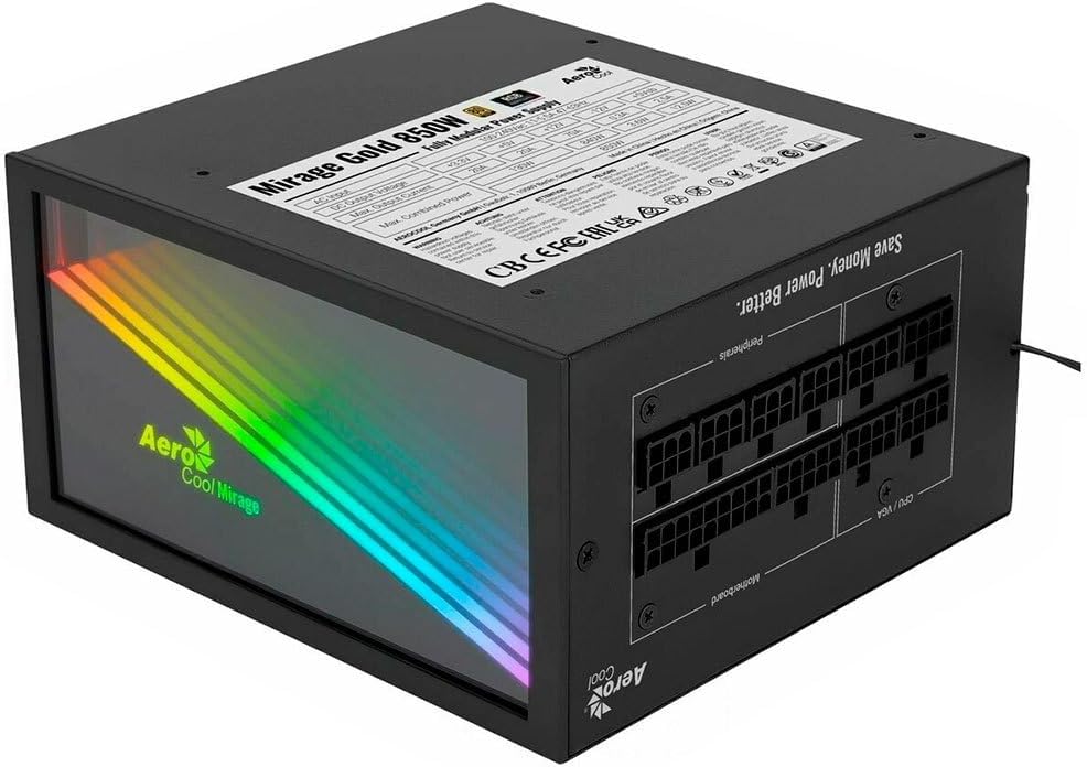 Aerocool 850W RGB 80 Plus Gold Modular PSU Japanese Capacitors