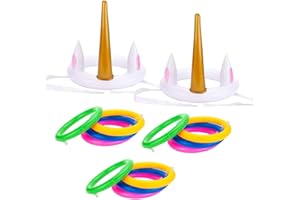 Joliyoou Unicorn Party Games, Inflatable Ring Toss Game Set Include 2 Pieces Unicorn and 12 Pieces Toss Rings, Party Game Favors 2 Pack