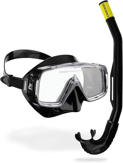 Cressi Sirena Island 2.0 Snorkel Set Wide View Mask Unisex Black
