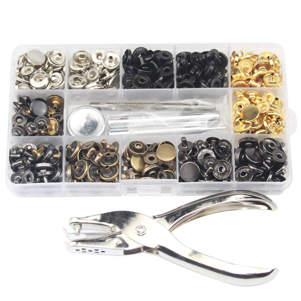 Press Stud Set with Pliers, 120 Pcs/Set Sewing Snap Clothes Fasteners Kit Repairs Tool for Clothes Craft Repairs Decoration with Install Tool