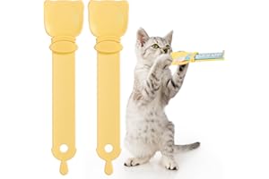 OKAMMY Cat Treat Squeeze Spoon Dispenser - Multifunctional Lickable Wet Cat Treat Dispenser for Cat Liquid Snack Cat Feeding Food Storage and Easy Hanging Cat Food Feeding Spoon (2 orange)