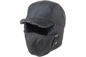 TOP-EX Oversized XL/XXL Waterproof Aviator Cap Faux Fur Earflap Mask Winter Trapper Hat Cold Weather