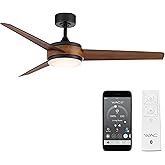 WAC Lighting Mod 3-Blade Aluminum Smart Ceiling Fan in Matte Black/Koa Brown