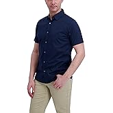 DKNY Short Sleeve Mens Button Down Shirt - Modern Fit, Breathable Stretch Cotton | Solid Woven Button Up Shirts for Men