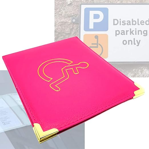 thehomegallery THG® Disabled Badge Holder PU Leather with Gold Metal Corner Hologram Safe