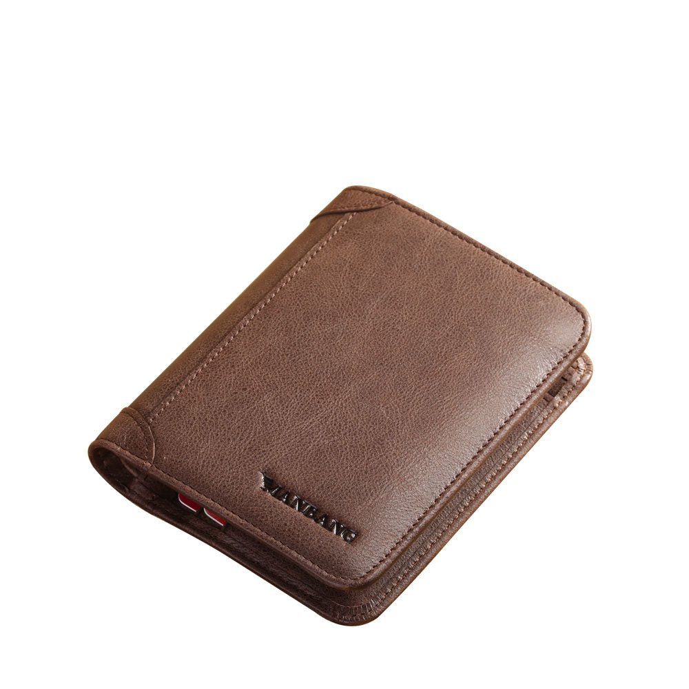 Men's Genuine Cowhide Wax Leather Extra Capacity Bifold Wallet (Dark Coffee) — image 1