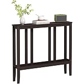 ELYKEN Bamboo 2-Tier Narrow Console Table, 36.2" Long Slim Hallway Table | Sofa Table Behind Couch with Storage Shelf for Entryway, Living Room, Foyer