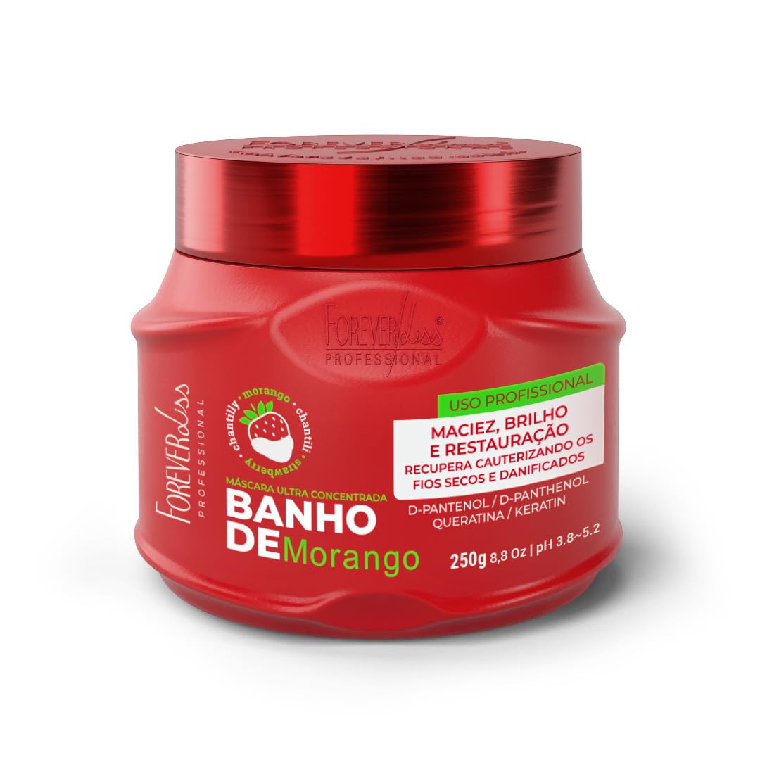 Forever Liss Banho de Verniz Strawberry D Pantenol Hair Recoverying Mask 250gr