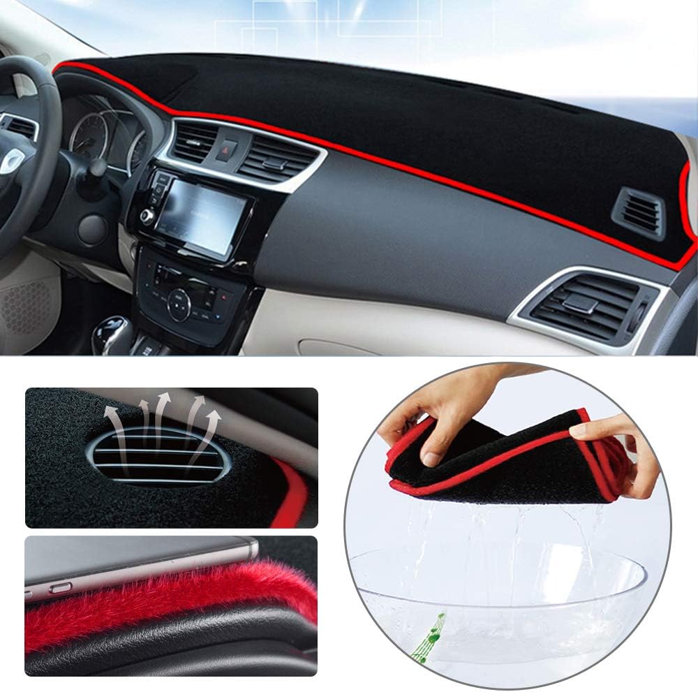 Dashboard Cover for Volkswagen VW Beetle 2004-2011 Original Car Custom Dash Mat Anti Reflective Heat Resistant Dash Carpet Polyester Black and Red