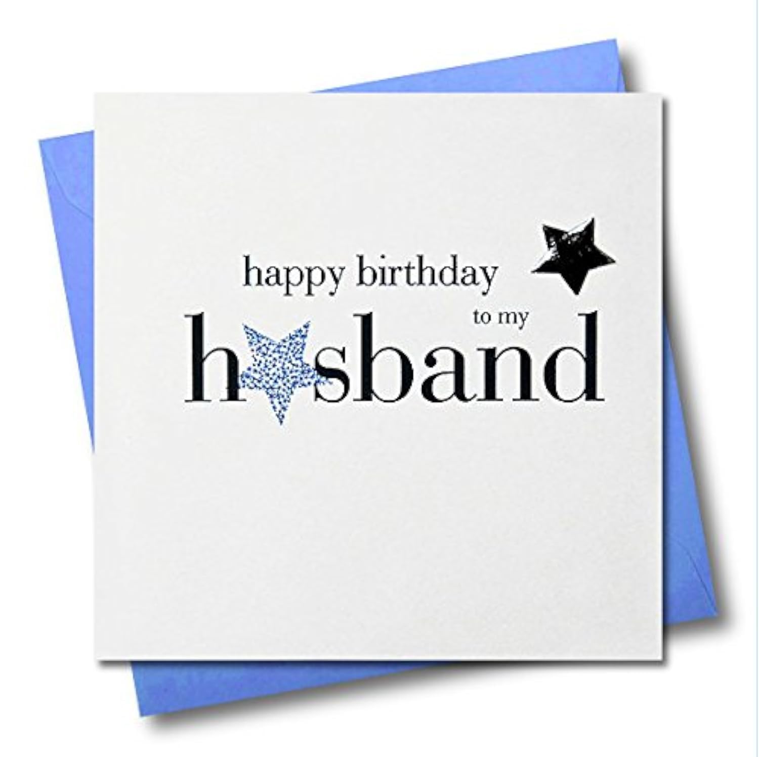 Claire Giles Greeting Cards, Happy Birthday Husband Card, Blue Stars and Embellished with a shiny padded star