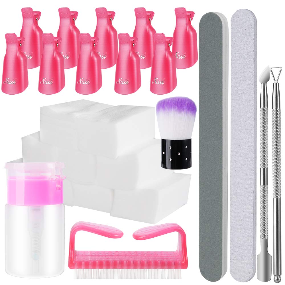 Mukum 517Pcs Nail Polish Remover Tool Kit with 500Pcs Cotton Pads 10Pcs Nail Clips Caps 100ml Nail Polish Remover Bottle Nail File Nail Brush Cuticle Pusher Cuticle Peeler : Beauty