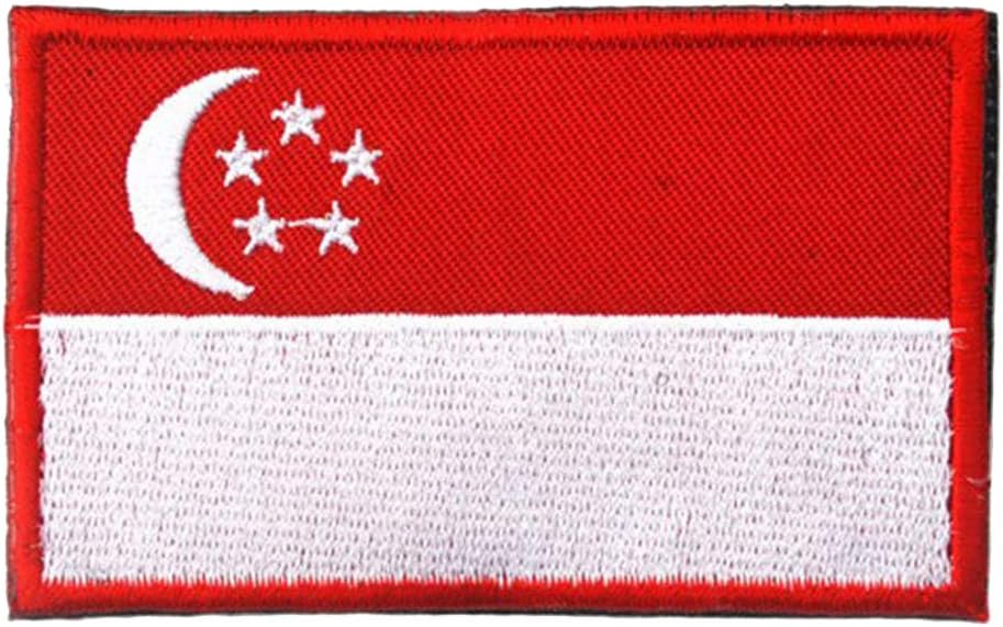 ShowPlus Singapore SG Flag Military Embroidered Tactical Patch Morale Shoulder Applique