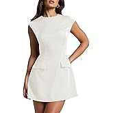 oten Women's Sexy Cap Sleeve Mock Neck Mini Dress A-Line Flare Club Night Out Party Short Dresses