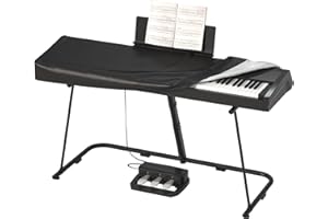 SANTIANO 61/88 Keys Piano Cover,Waterproof,Dustproof,UV-proof Digital Piano Cover for 61/88Keys , 420D silver coated Oxford cloth, with Music Stand Zipper, Adjustable Drawstring (BLACK-88KEYS)