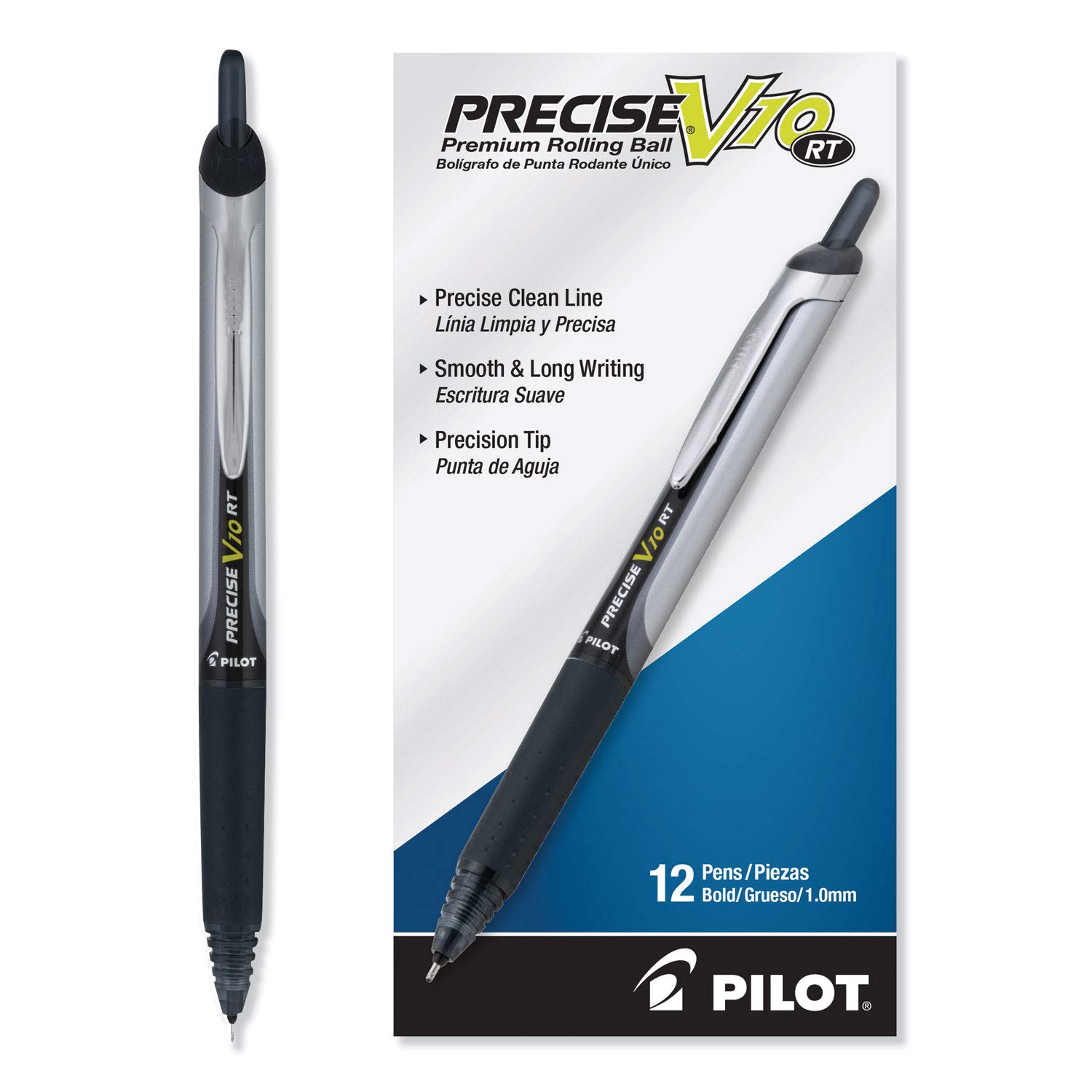 Photo 1 of ***1 PEN MISSING***PILOT Precise V10 RT Refillable & Retractable Rolling Ball Pens, Bold Point, Black Ink, 12-Pack (13450)***1 PEN MISSING***