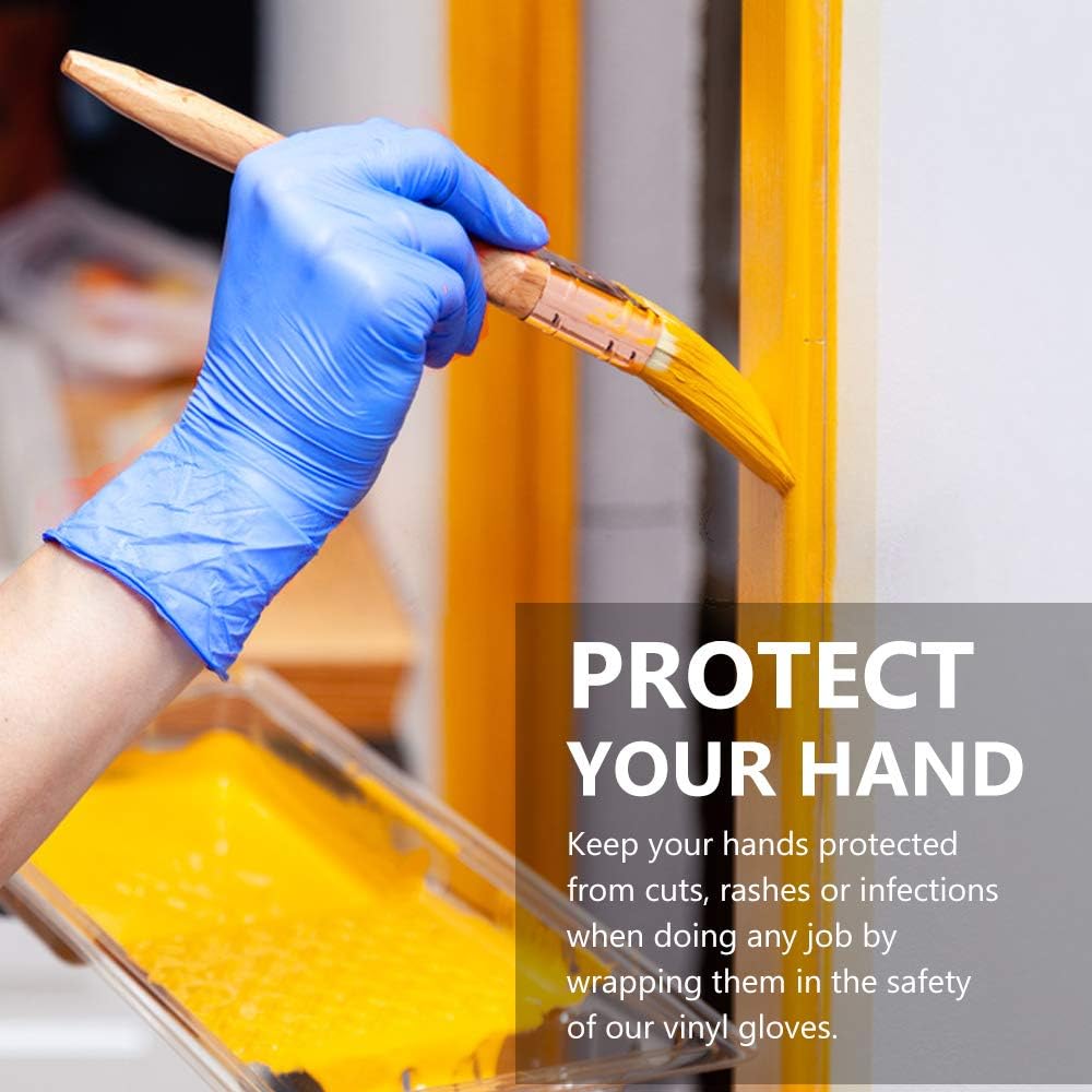 Disposable Gloves, 100Pcs Vinyl Gloves Non Sterile, Powder Free, Latex Free - Cleaning Supplies, Kitchen and Food Safe - Ambidextrous (Medium): Health & Personal Care