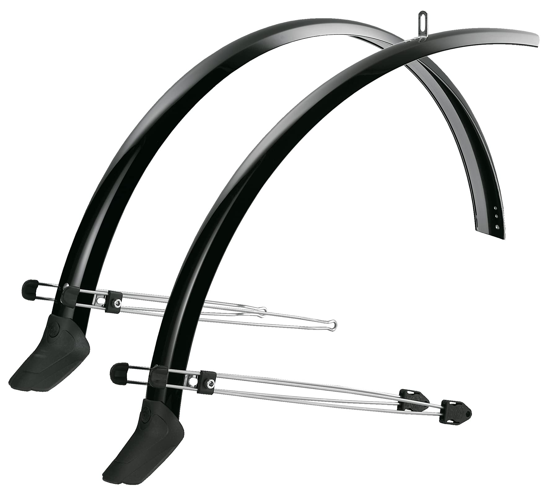 SKS Commuter Mudguard Set: Durable 35mm wide fenders for 28" wheels. Includes spoilers for extra coverage, ideal for commuting in all weather conditions