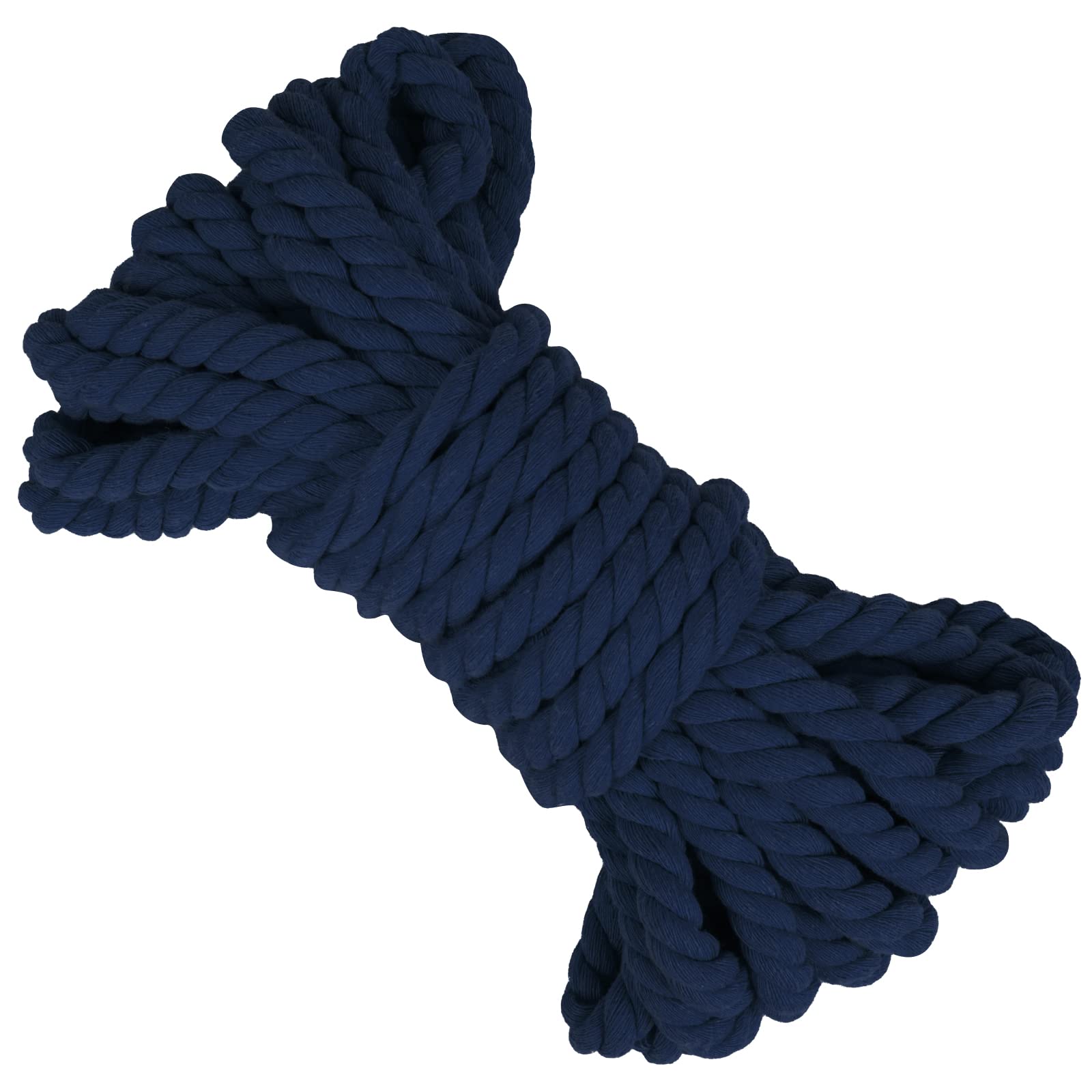 LEREATI 8mm Macrame Cord 10m Thick Macrame Rope Soft Cotton Rope, Natural Cotton Twine String for Macrame Plant Hanger, Wall Hanging, Knitting, DIY Crafts, Gardening, Decoration (Navy Blue)