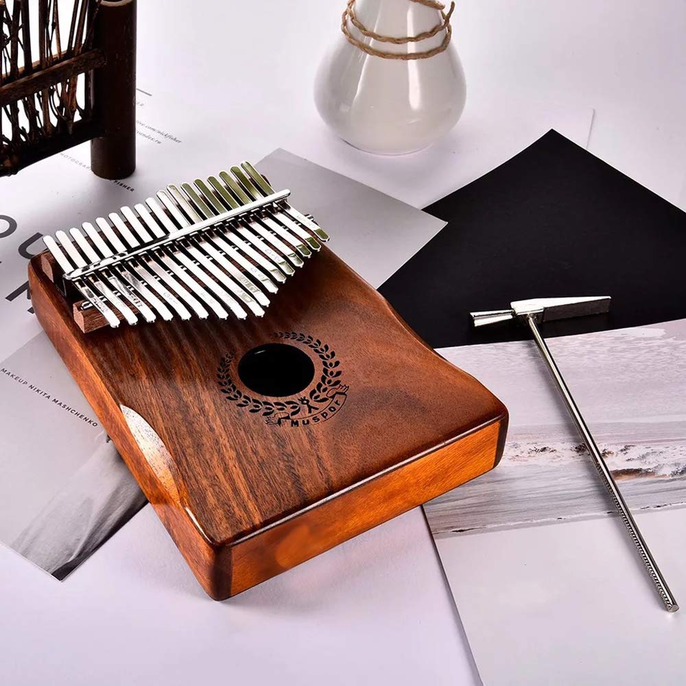 Kalimba 17 Tasti Professionale in Legno Massello KOA Thumb/Finger Piano, Portatile Mbira Inclusi Musica Libro Martello di Sintonia Borsa per Trasporto Custodia Protettiva di Pollice-Muspor
