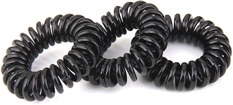Log10 25 X Spiral Plastic Elastic Hair Bands Black Small 2 5 2 7