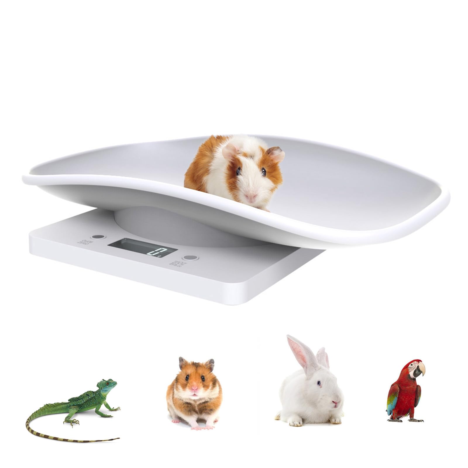 Multi-Function Digital Pet Scale for Small Animals Rabbit Hamsters Parrot,Large LCD Display Electronic Scales Weight Up to 10kg Capacity Pet Weighing Scale With Comfortable Curving Platform