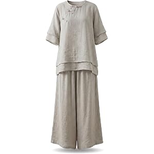 NPHFPSQA Womens Tai Chi Clothes Cotton Linen Qi Gong Yoga Suit Style Zen For Zen Meditation Martial Arts