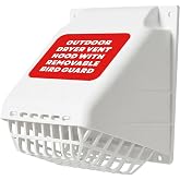 Deflecto 4-Inch Wide Mouth Dryer Vent Hood with Removable Bird Guard, White | Weather-Resistant Exterior Vent Hood with Gravity Damper, Blocks Rodent Entry &amp; Lint Buildup, Easy Air Flow, Fits 4-Inch Pipe