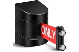 Barydat 16.4 ft Magnetic Retractable Wall Mount Barrier, Crowd Control Safety Belt with ABS Case for Grocery Retail Store Stadium(Authorized Access Only,Black,1 Pcs)