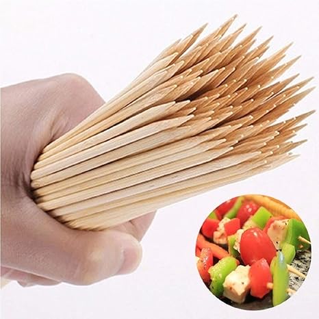 Home REPUBLIC-100pcs / 10 INCH lot Bamboo Skewer Natural Wood Meat Potato Barbecue Skewers Picnic BBQ Accessories Kitchen Tools Camping
