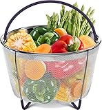 PerfeCome – Steamer Basket 6qt – Instant Pot Accessories With Silicone Scratchproof & Nonslip Feet & Handles In 5 Colors – Food Grade Rustproof Veggie Steamer – Durable Pressure Cooker Steaming Rack