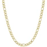 Fiusem Figaro Chains for Men,14k Gold plated Mens Chain Necklaces, 3.5mm/5mm/6mm/8mm/9.5mm Stainless Steel Men Necklaces