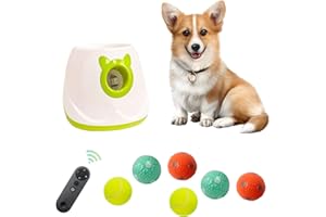ptlsy Automatic Dog Ball Launcher Interactive Puppy Pet Ball Indoor Thrower Machine for Small and Medium Size Dogs, 3 Balls Included (2 inch) (White2, Remote)