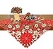Simhomsen Small Christmas Holiday Embroidered Poinsettia Tablecloth Square 33 × 33 Inch, Toppers, Tablecovers for End Table, Tea Table, Coffee Table and Nightstand