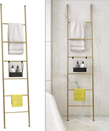 Metal Free Standing Bath Towel Bar Storage Ladder Blanket Ladder Towel Shelves Scarves Display Holder 6 Levels Decorative Ladder For Blankets Rustic For Clothes And Magazines Amazon Co Uk Kitchen Home