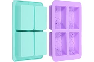 2 Pcs Silicone Soap Molds, 4 Cavity Rectangular Flower Pattern Silicone Molds, Flower Pattern Chocolate Making Tool for Handm