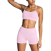 IMEKIS Women's Workout Sets 2 Piece Yoga Outfit High Waisted Biker Shorts Leggings Sports Bra Gym Fitness Clothes Tracksuit